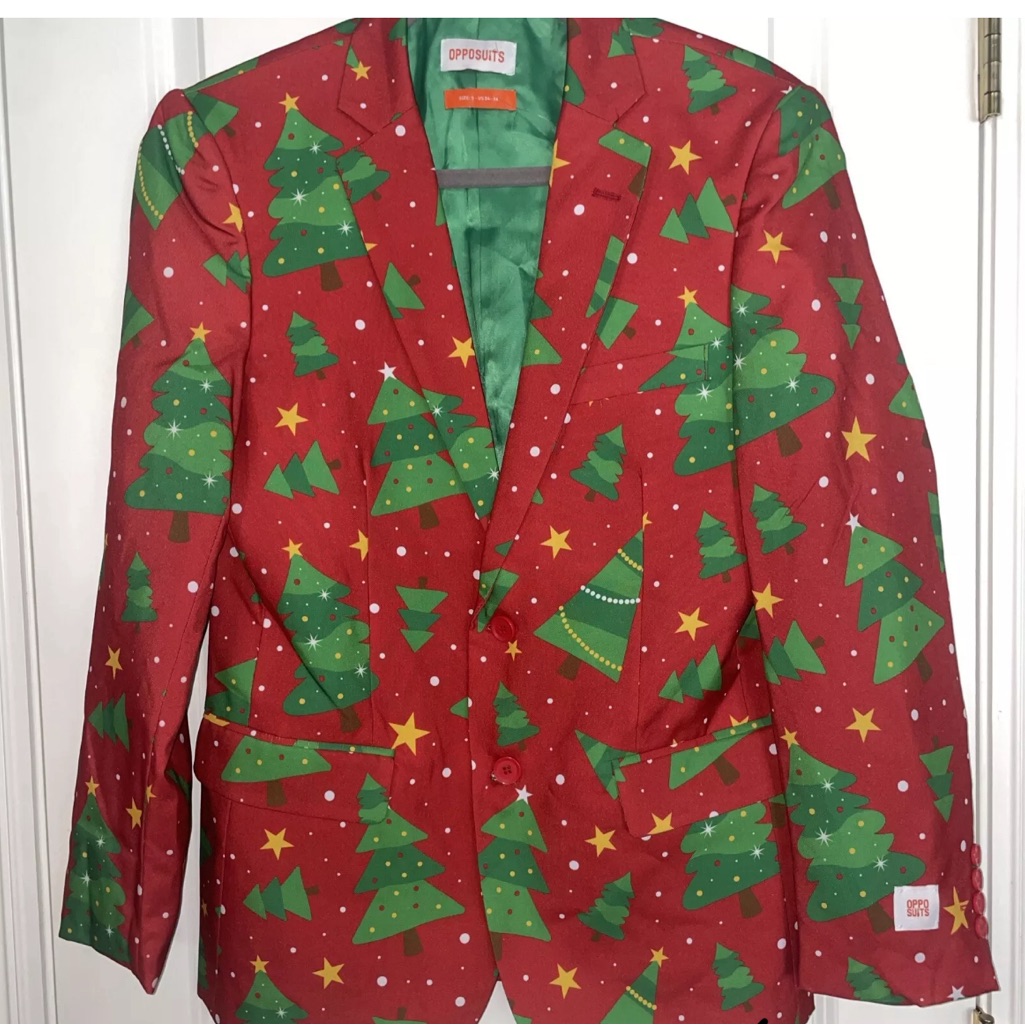Opposuits Christmas Tree Red Blazer Suit Jacket 34-36 New Without Tags